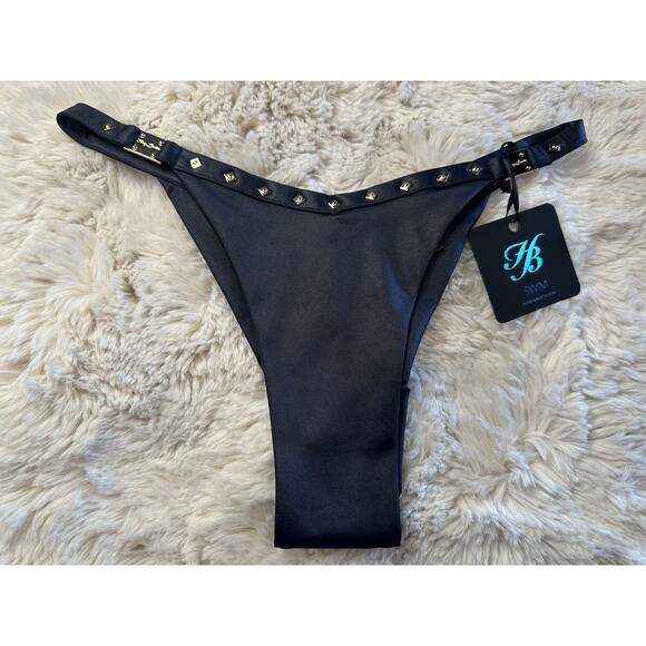 Honey Birdette EIVISSA🖤 Black & Gold Studded Swim Bikini Bottom XS - Picture 1 of 3